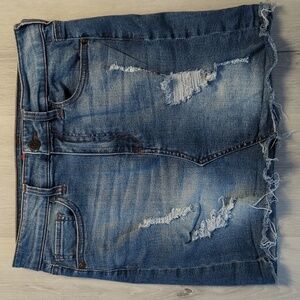 Guess Distressed Denim Mini Skirt
